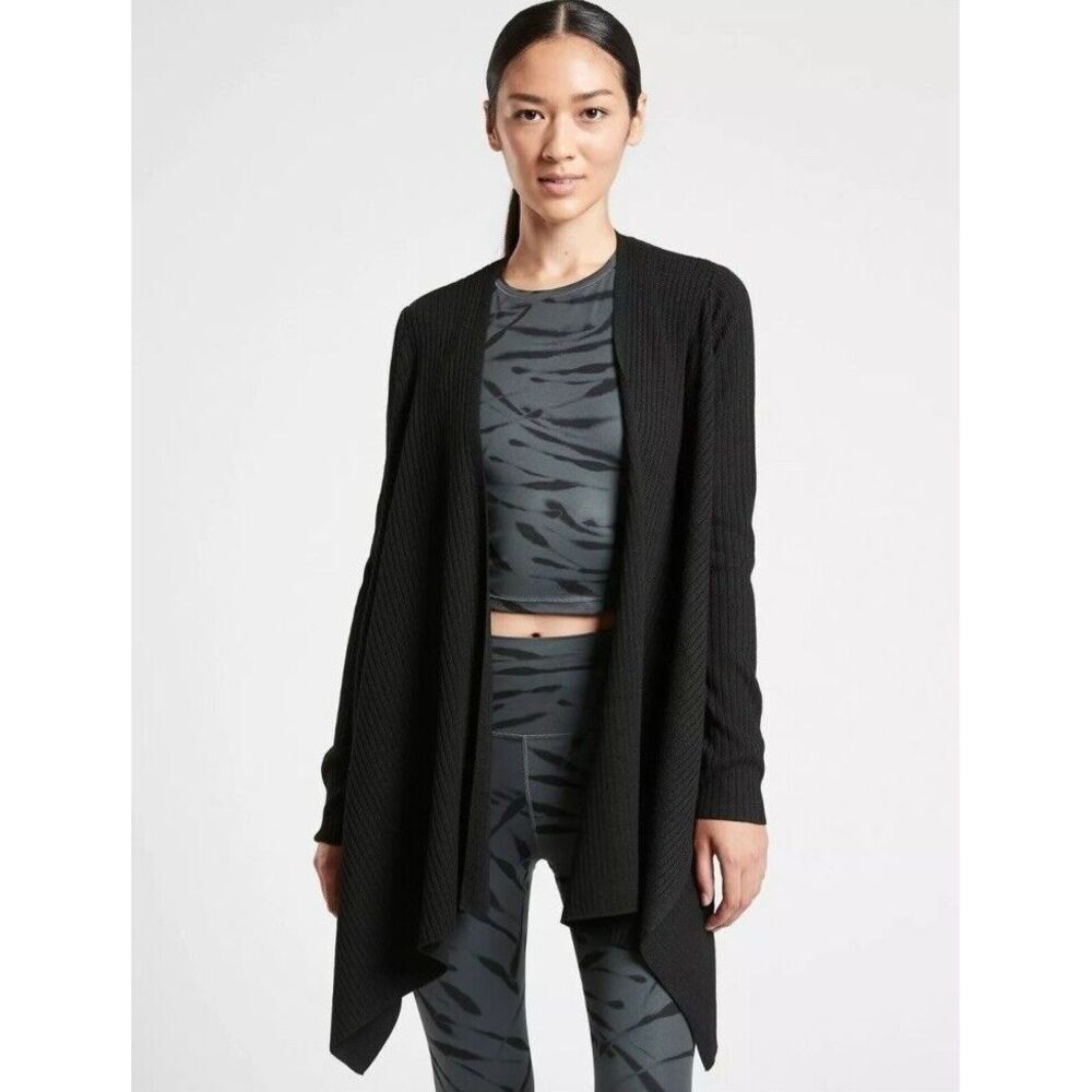 Athleta Solstice Wrap Black Wool Blend Women‎ Size Large 599656 Athleisure